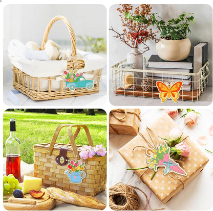 80PCS Wooden Spring Ornaments to Paint, 10 Styles DIY Blank Unfinished Wood Flower Cutouts