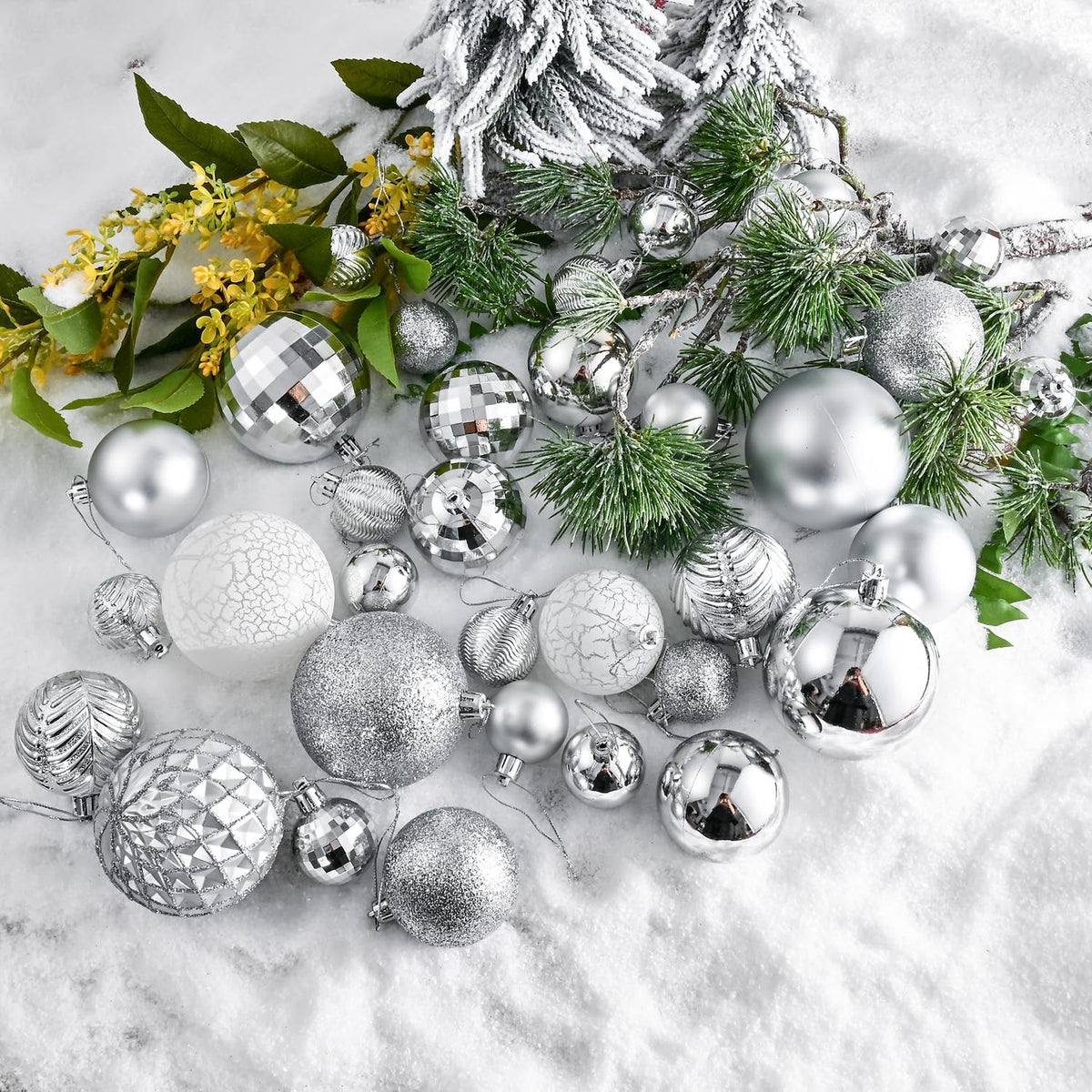 LANGXUN 36pcs Silver Christmas Tree Decorations Balls, Bolas De Navidad, 2025 Christmas Decor