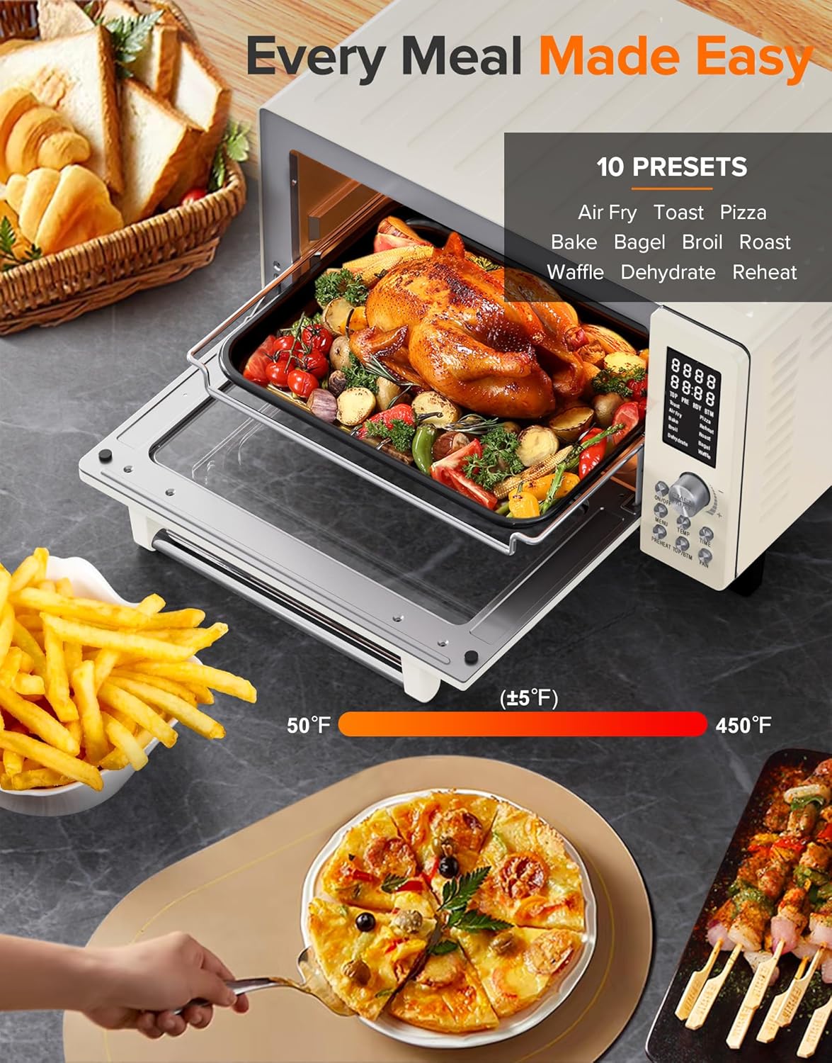 Nuwave Bravo Pro Smart Air Fryer Toaster Oven Combo, Airfryer Convection Oven Countertop, 10-in-1