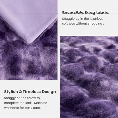 Cozy Bliss Faux Fur Throw Blanket for Couch, Fuzzy Soft Plush Thick Bubble Blanket for Sofa Bedroom