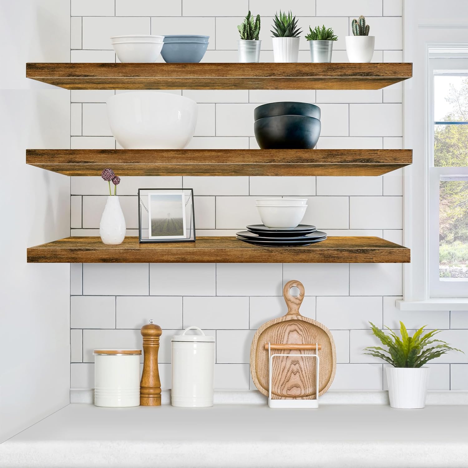 Sorbus Floating Shelves for Wall - 35 Inch Long Bathroom Shelves, Wall Decor for Bedroom, Kitchen