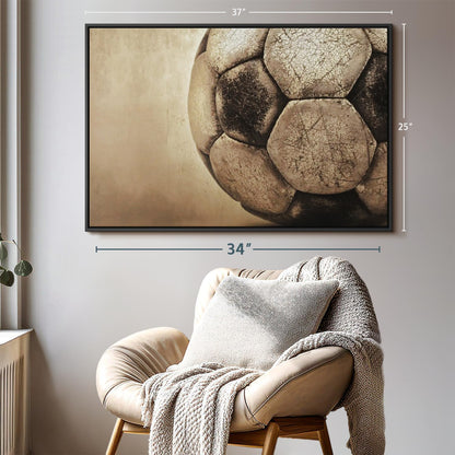 Elephant Stock Worn Soccer Ball Wall Art - Horizontal Framed Canvas - 1-Piece Living Room Wall