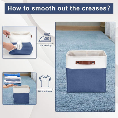 Collapsible Fabric Storage Cubes 11x11 Cube Storage Bins, 4 Pack Closet Baskets Box with Handles