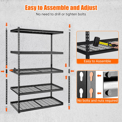 Towallmark Heavy Duty Storage Shelves 48 * 24in, 5 Tier Garage Storage Shelving, Adjustable Metal