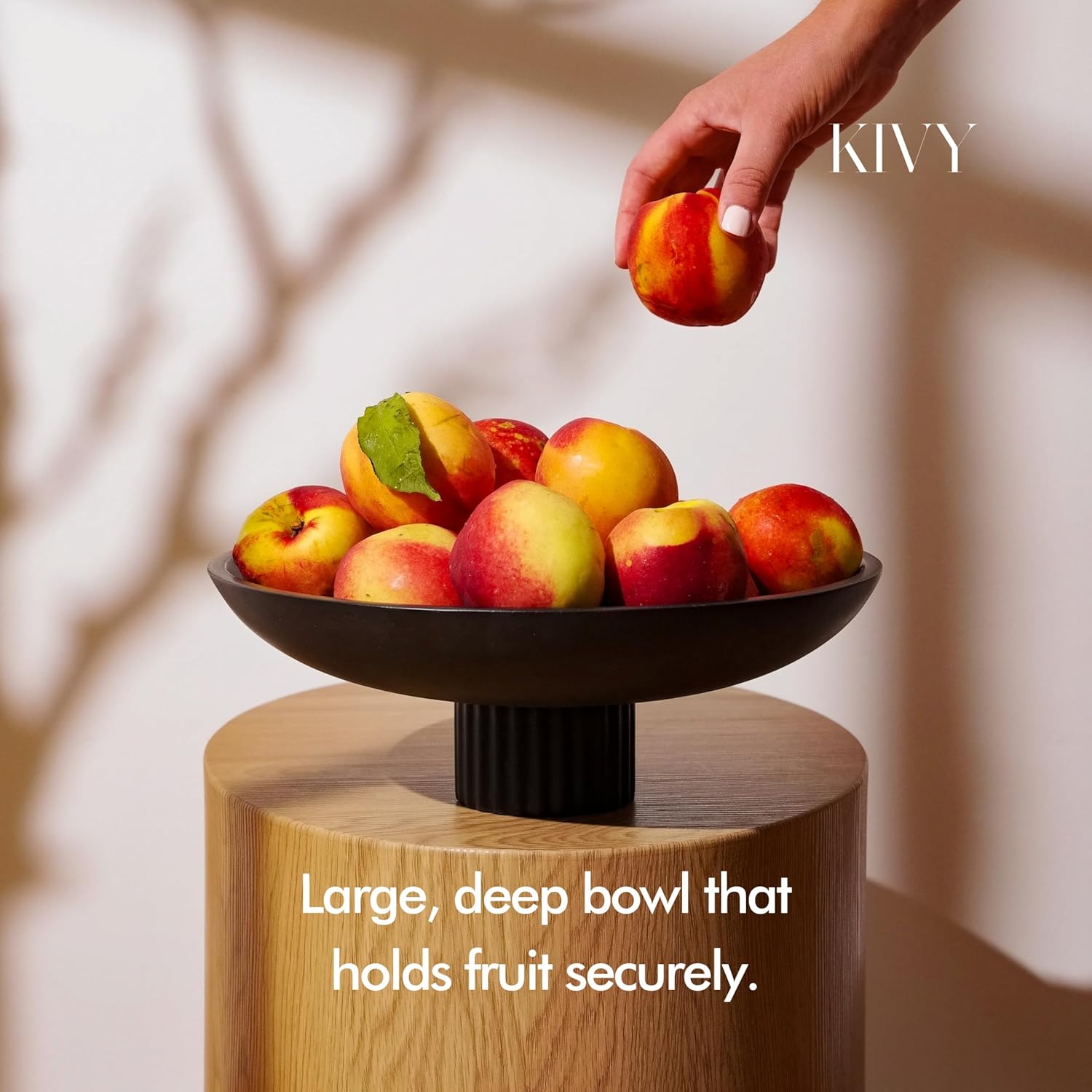 KIVY Concrete Fruit Bowl for Kitchen Counter - Large Decorative Bowl for Home Decor - Black