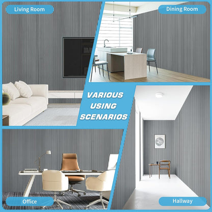 Art3d 4-Pack Glue-On Fine Bar Wainscoting Panel for Interior Wall Decor - 104 x 12 Inch Polystyrene