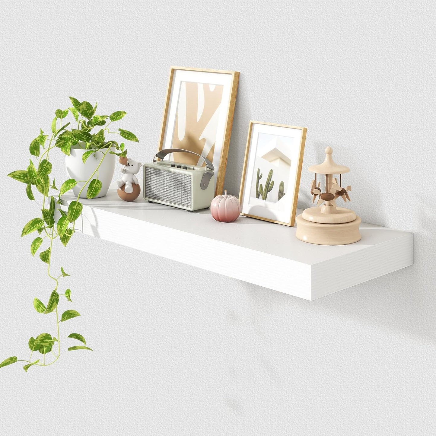 Deep Floating Shelves for Wall | 30 Inch Wide x 12 Inch White Floating Shelves | 30W x 12D Rustic