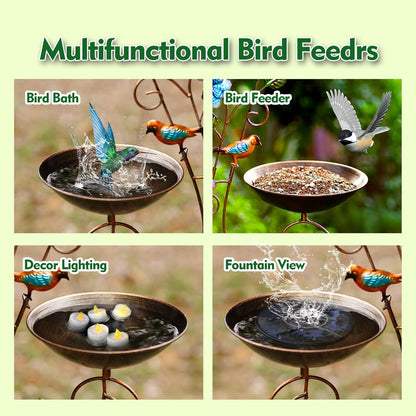 57" Height Metal Bird Bath with Trellis for Outdoor, Vintage Decorative Bird Baths, Small Garden