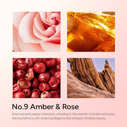 Amber & Rose Luxury Scented Candles, 9oz Soy Wax Candles for Home Scented, Rose, Wood, Amber Scent