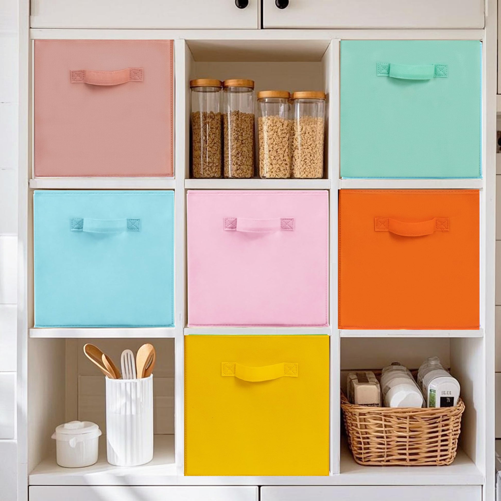 11x11 Storage Bins, Set of 4 Storage Cubes, Collapsible Cube Storage Box, Fabric Closet Organizers