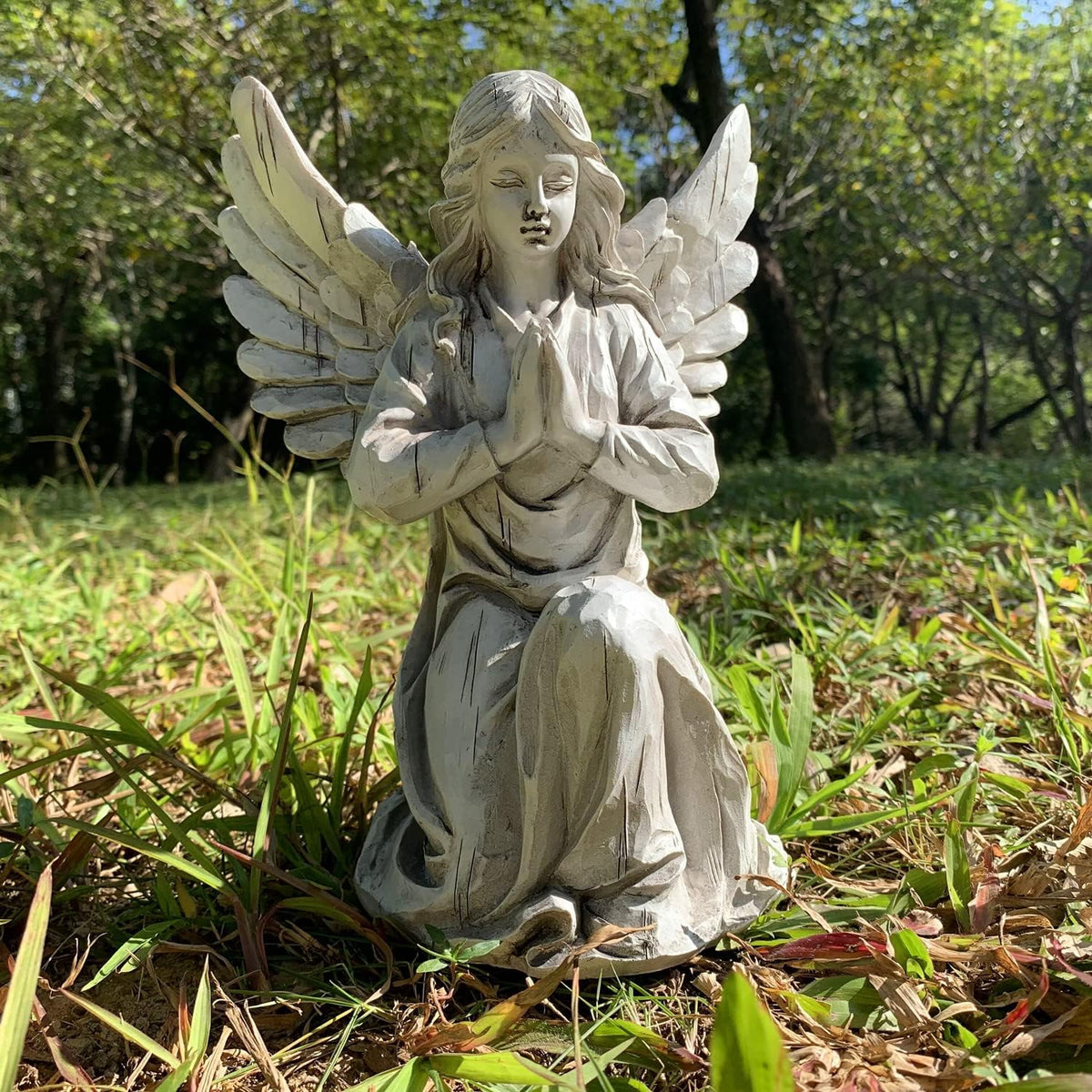 Praying Angel Garden Statue, Religious Fairy Sculpture Waterproof Decorative Figurine Art Decor for