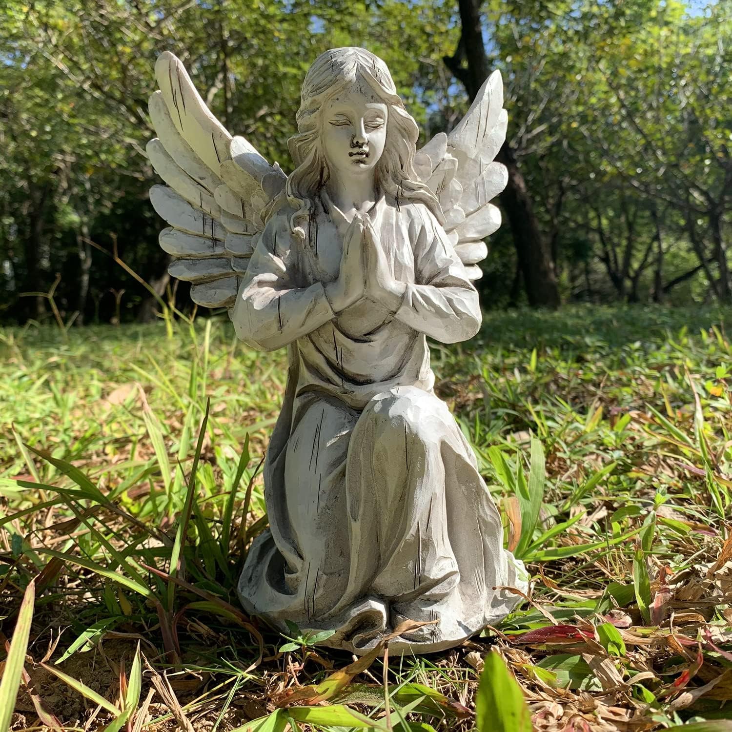 Praying Angel Garden Statue, Religious Fairy Sculpture Waterproof Decorative Figurine Art Decor for
