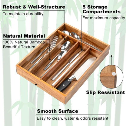 Silverware Organizer Kitchen Drawer Organizer Utensil Organizer Acacia Silverware Holder Cutlery