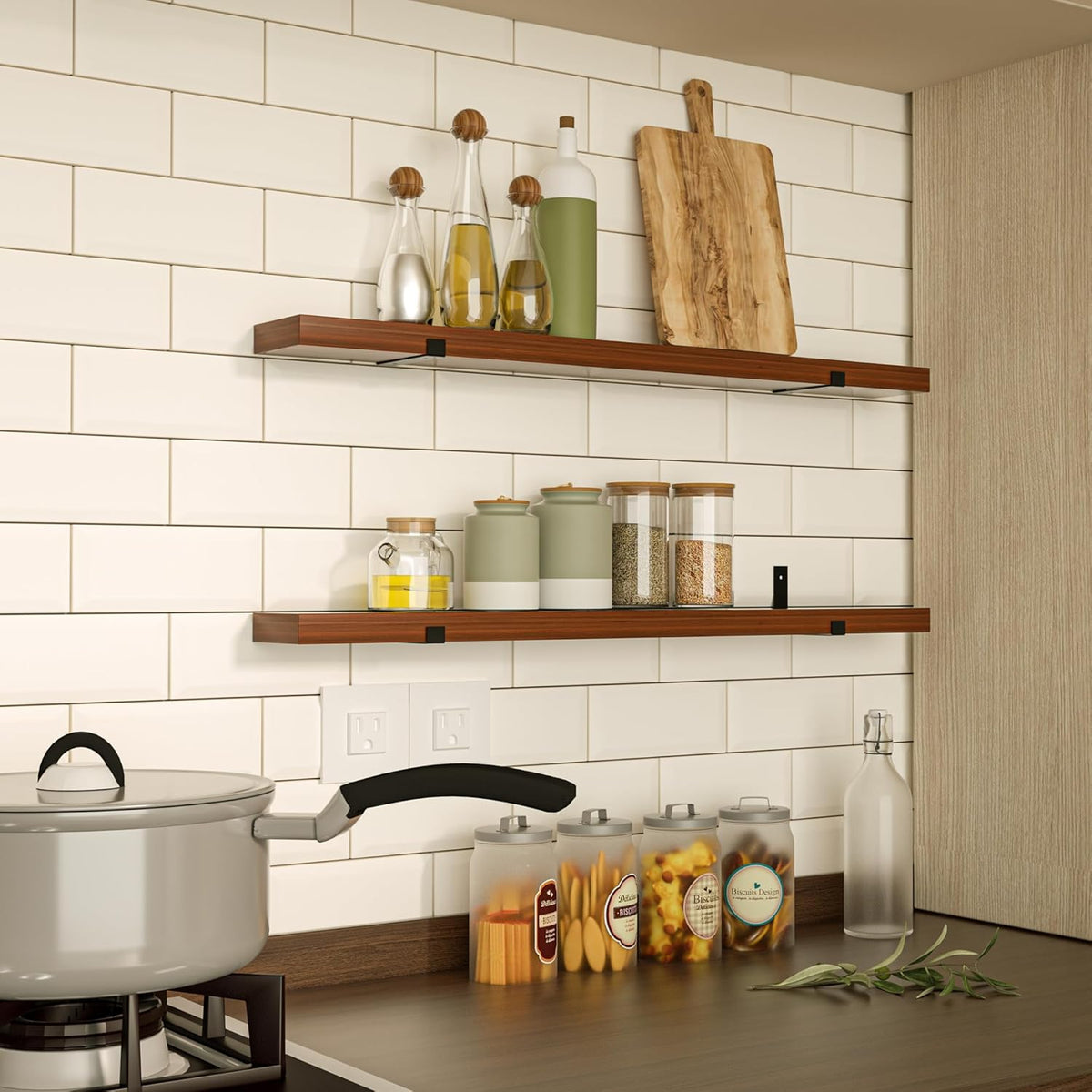 CONSDAN Floating Shelf for Wall Mounted Book Shelf Hanging Shelves Floating Bookshelf for Bedroom