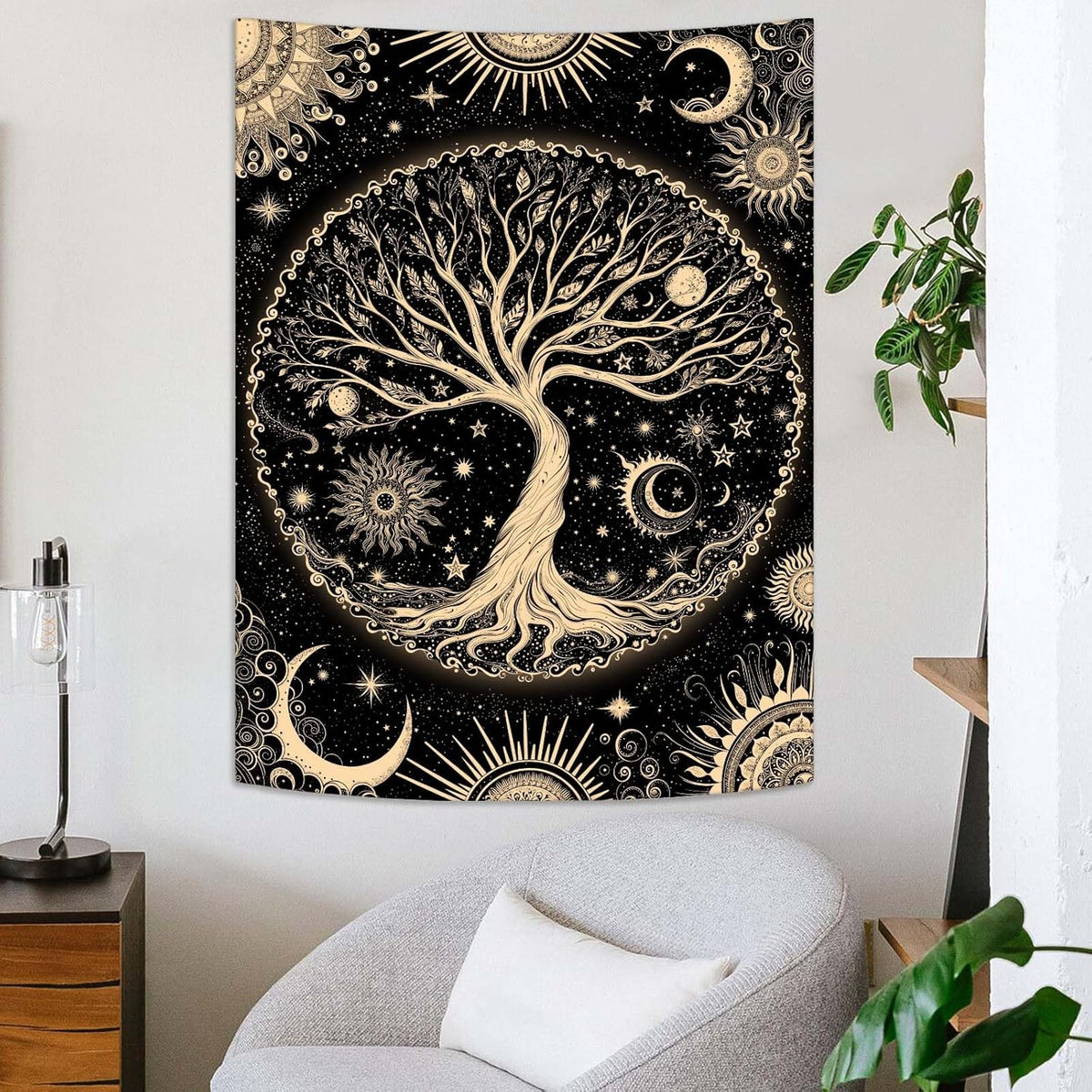Lunerfex Tree of Life Tapestry Starry Sky Wall Tapestry, Vintage Tapestries for Bedroom Ceiling