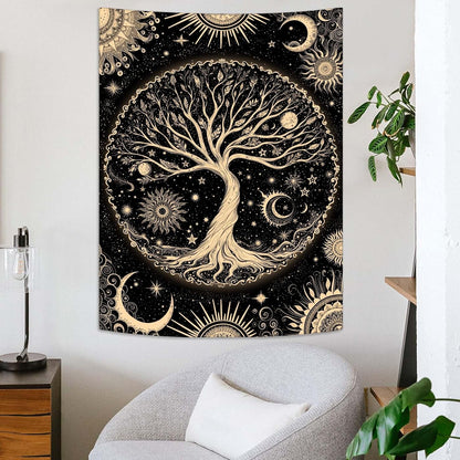 Lunerfex Tree of Life Tapestry Starry Sky Wall Tapestry, Vintage Tapestries for Bedroom Ceiling