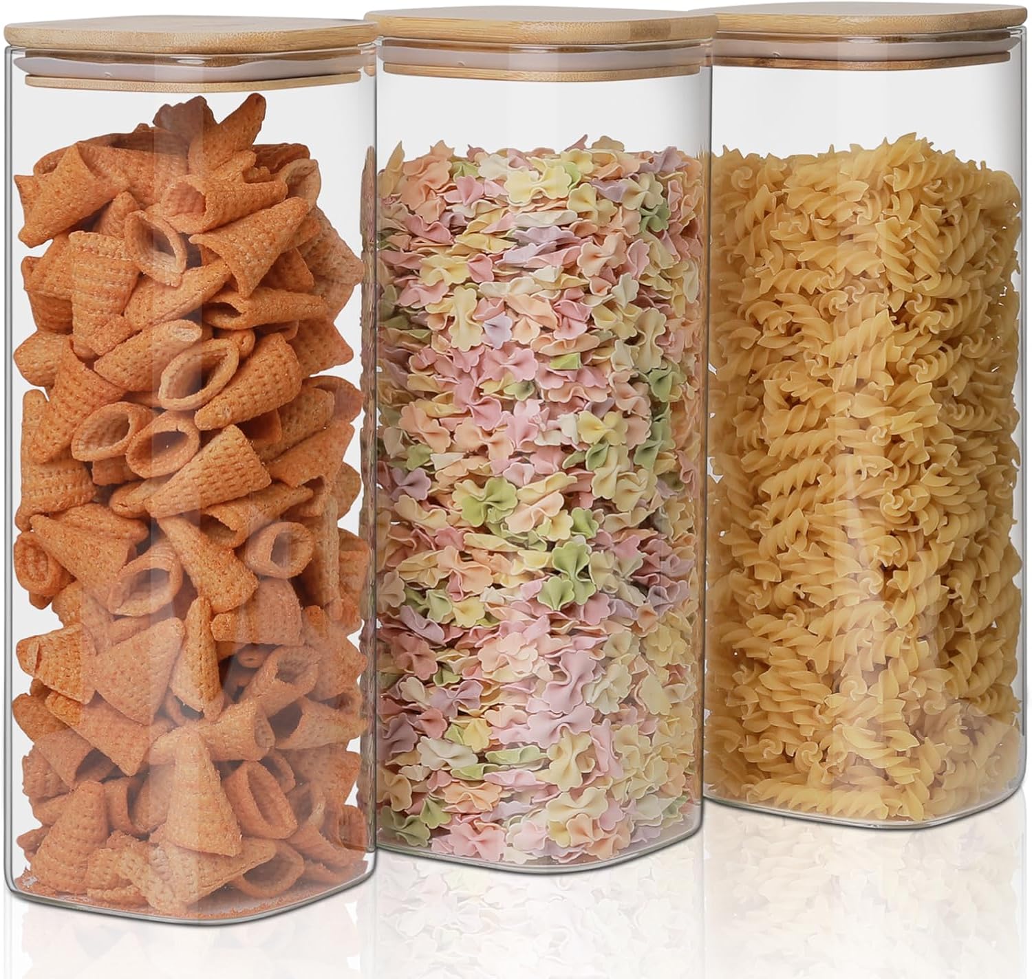 Glass Food Storage Jars 76 oz Set of 3,Glass Storage Containers Clear Glass Food Canister with
