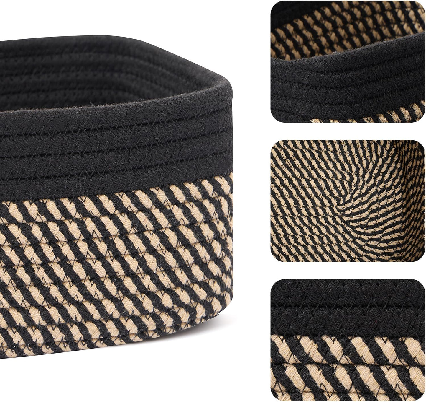 Small Storage Baskets for Organizing | Closet Organizer Bins | Shelf Toy Basket | Woven Rope