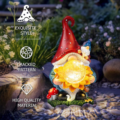 Solar Gnomes Garden Decor Outdoor Statues, Gnomes Gardening Gifts for Women Mom, Gnomes Decorations