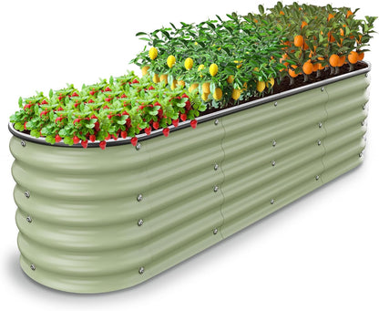 8 X 2 X 1.4 Ft Galvanized Raised Garden Bed,Sturdy and Easy to Assemble Oval Raised Planter Beds