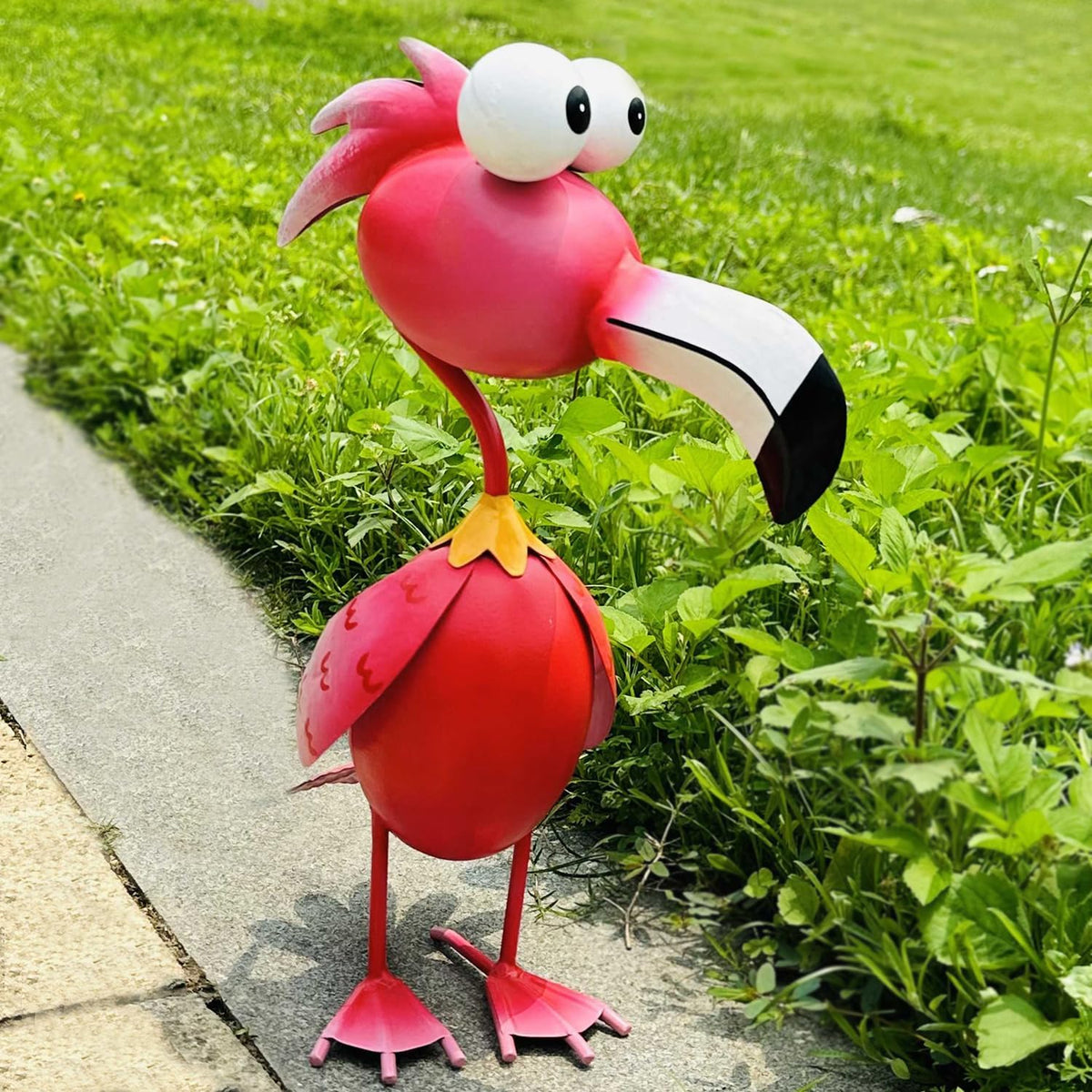 Kircust Flamingo Decor Yard Decorations Outdoor Garden Statue Outside Metal Bird Courtyard Art Pink