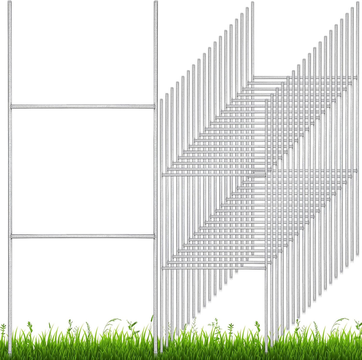 30 Pcs H Stakes for Yard Signs 24'' x 10'' Metal Heavy Duty H Frame Lawn Wire Stakes Weatherproof
