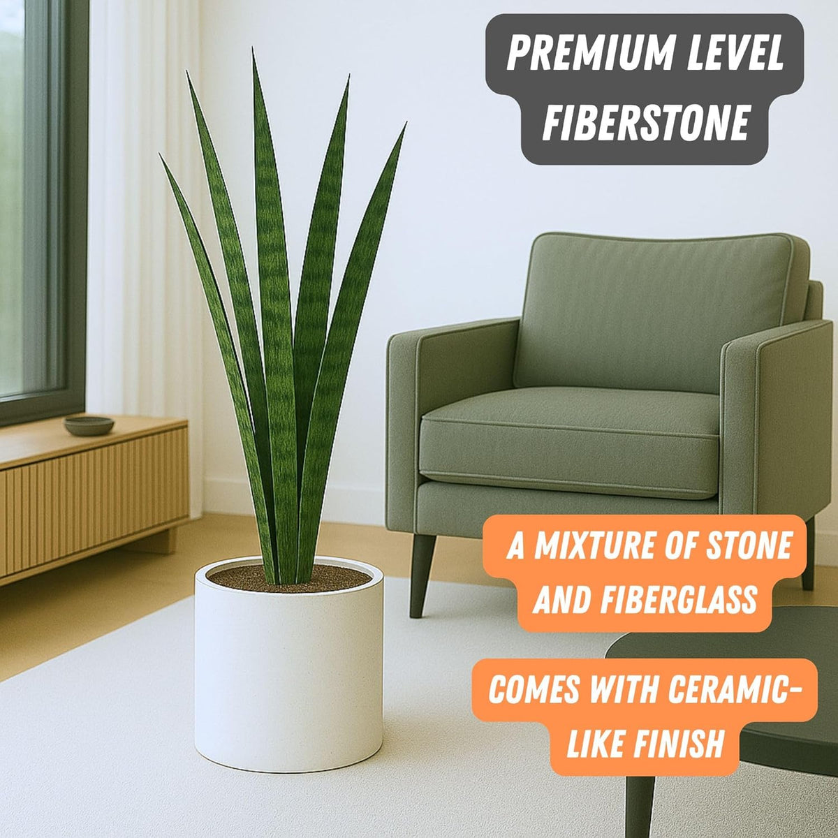 Fox & Fern 10 Inch Plant Pot with Drainage Plug — Premium Lightweight Fiberstone Matte White