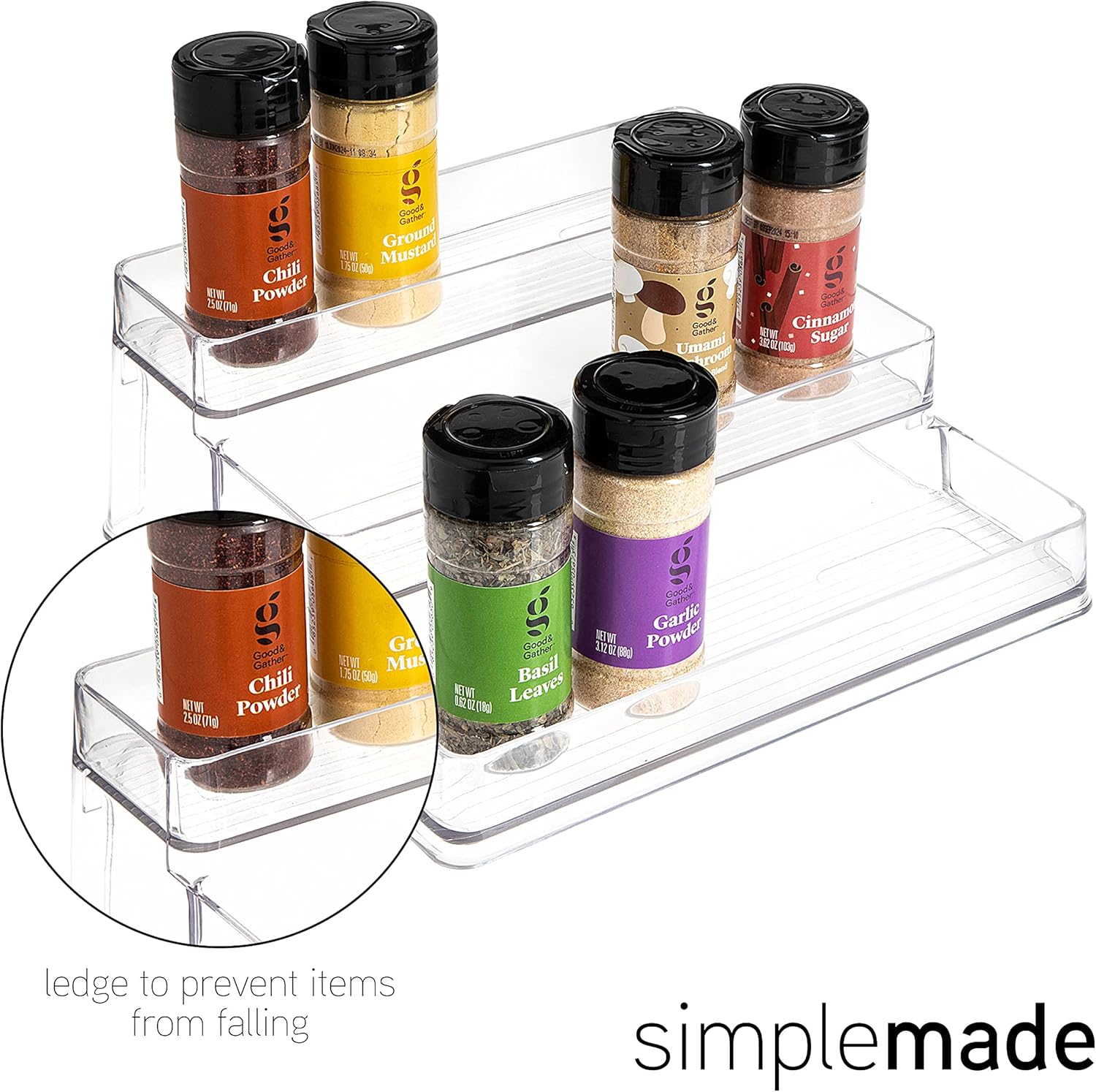 SIMPLEMADE 3-Tier Spice Rack Organizer - Versatile Storage Shelf for Kitchen, Bathroom, Bedroom &