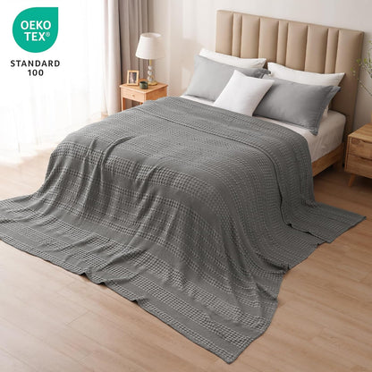 PHF 100% Cotton Waffle Blanket Oversized King 120"x120", Lightweight Breathable Extra Large 10'x10'