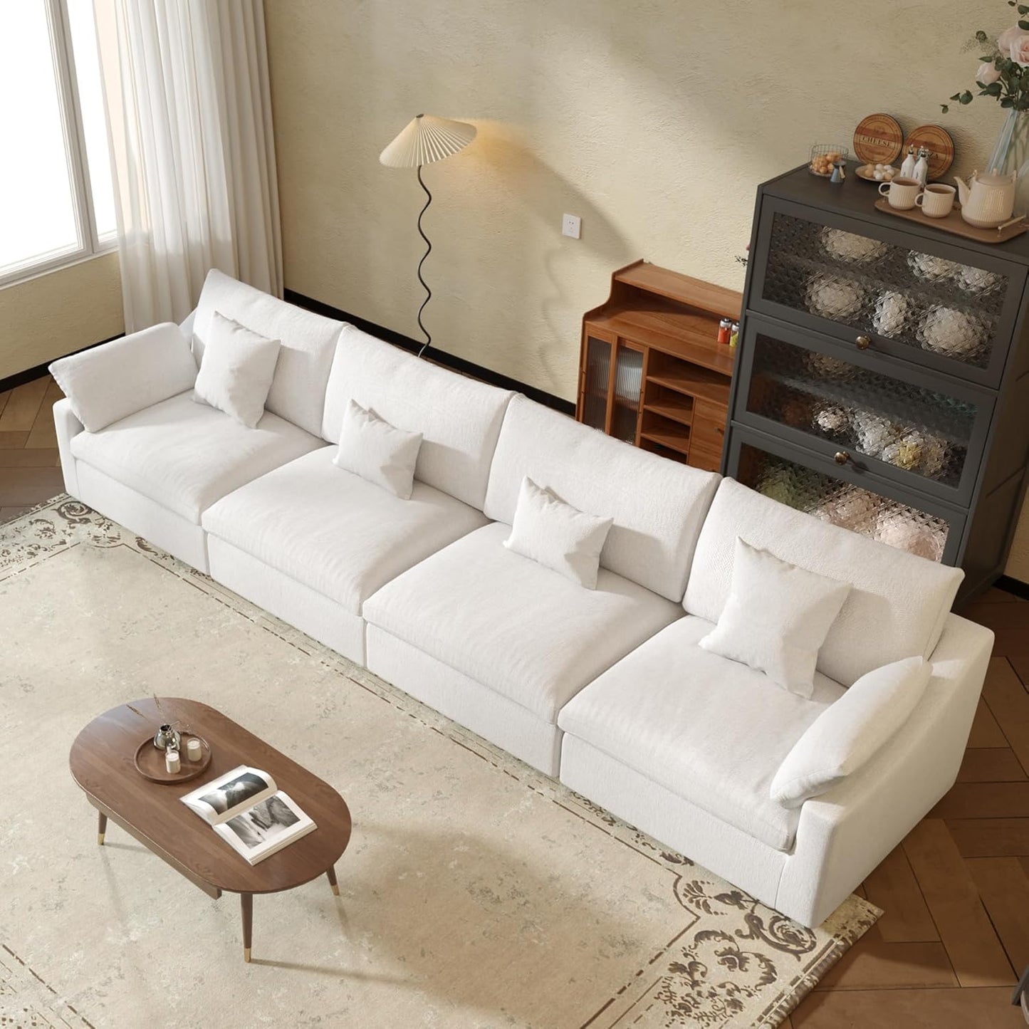 JACH Sectional Couches for Living Room, 4 Seater Cloud Sectional Couch with Deep Seat, Down Filled