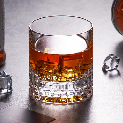 KAMMAK Crystal Whiskey Glasses Set of 2, Luxury 7.78oz Old Fashioned Glasses Stemless, Hand Blown