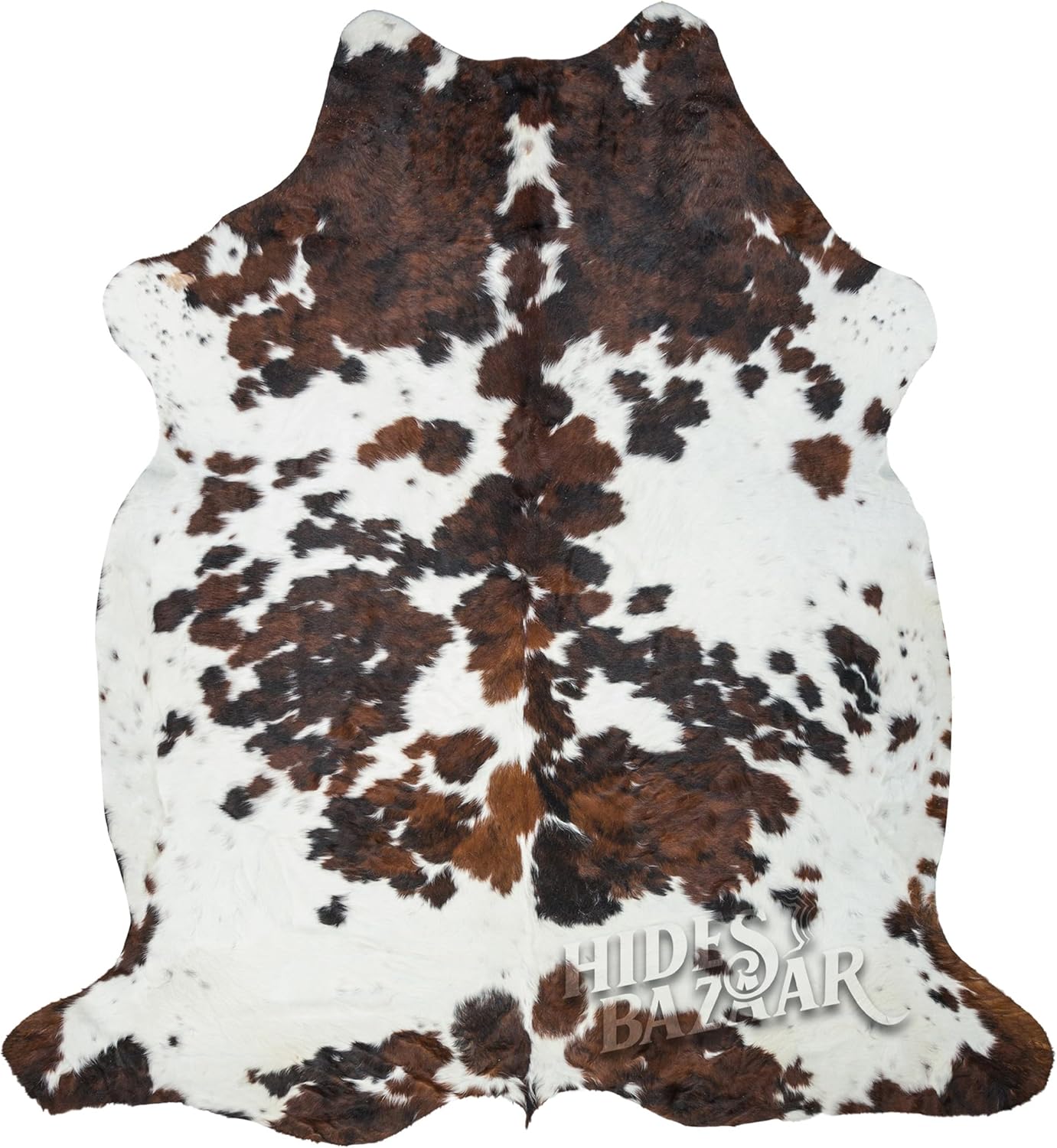 Natural Cowhide Rug for Home & Office Premium Light Tricolor Cowhide Rug with Mixed Brown, Black &