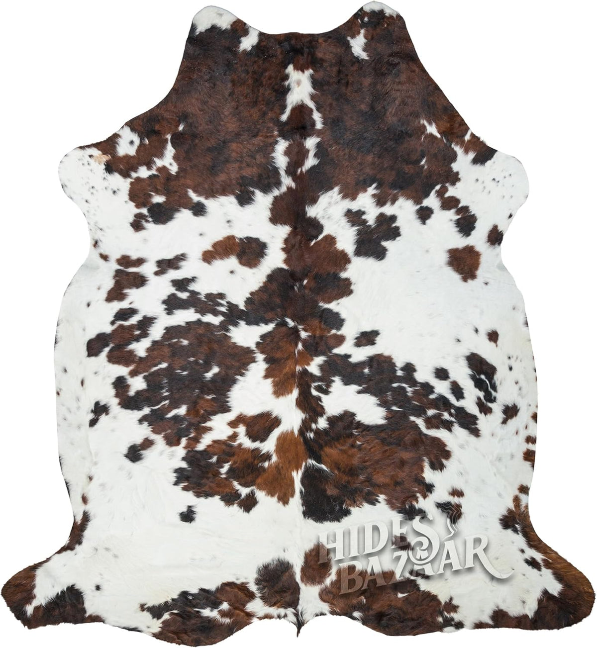 Light Tricolor Cowhide Rug Premium Cowhides Leather with Mixed White, Brown & Black Color Pattern
