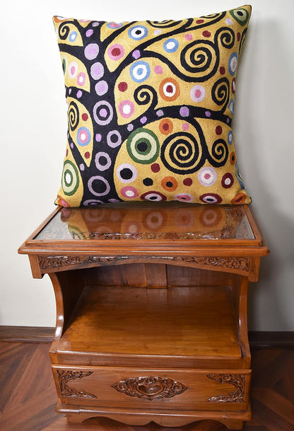 Klimt Yellow Tree of Life Pillow Cover Gold Floral Pillowcase Flower Botanical Gold Accent Suzani