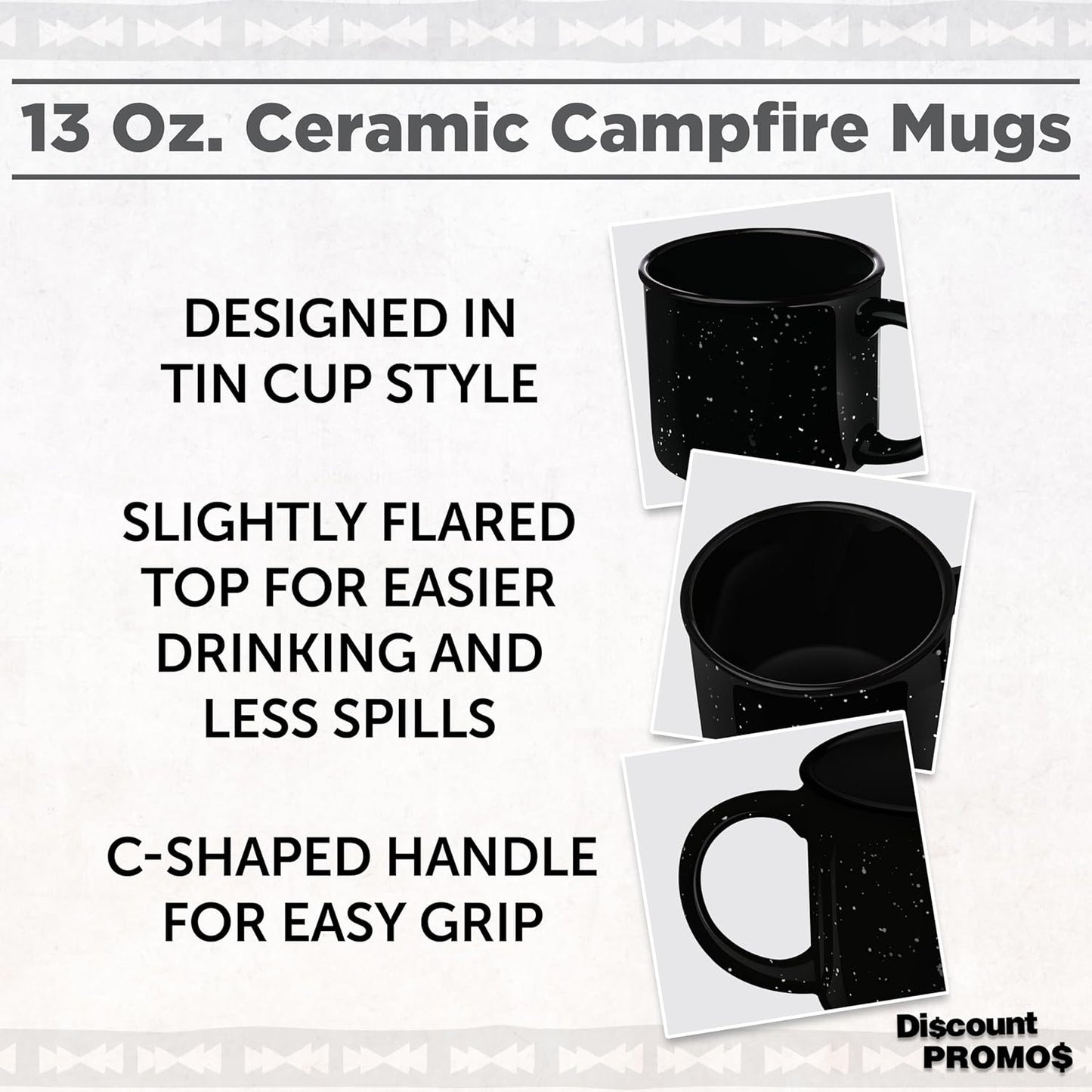 DISCOUNT PROMOS Ceramic Campfire Coffee Mugs 13 oz. Set of 10, Bulk Pack - Perfect for Tea