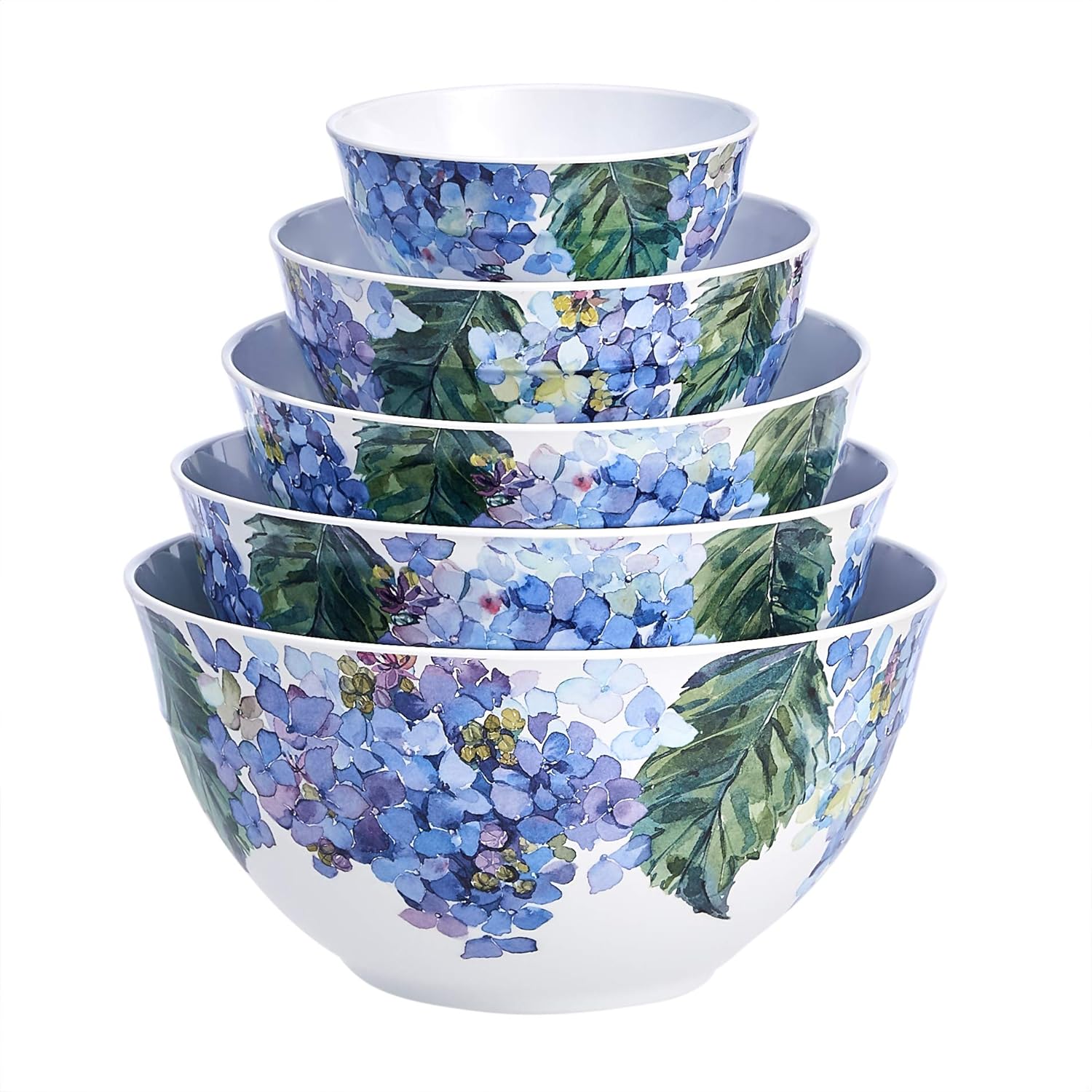 Amazon Basics Nesting Melamine Mixing Bowl With Lid And Non-Slip Base, 5 Sizes, Set Of 10