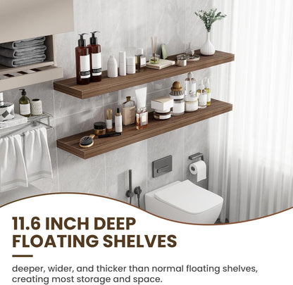 55 Inch Floating Shelves, 12 Inch Deep Floating Shelves for Wall, Floating Shelf with Invisible