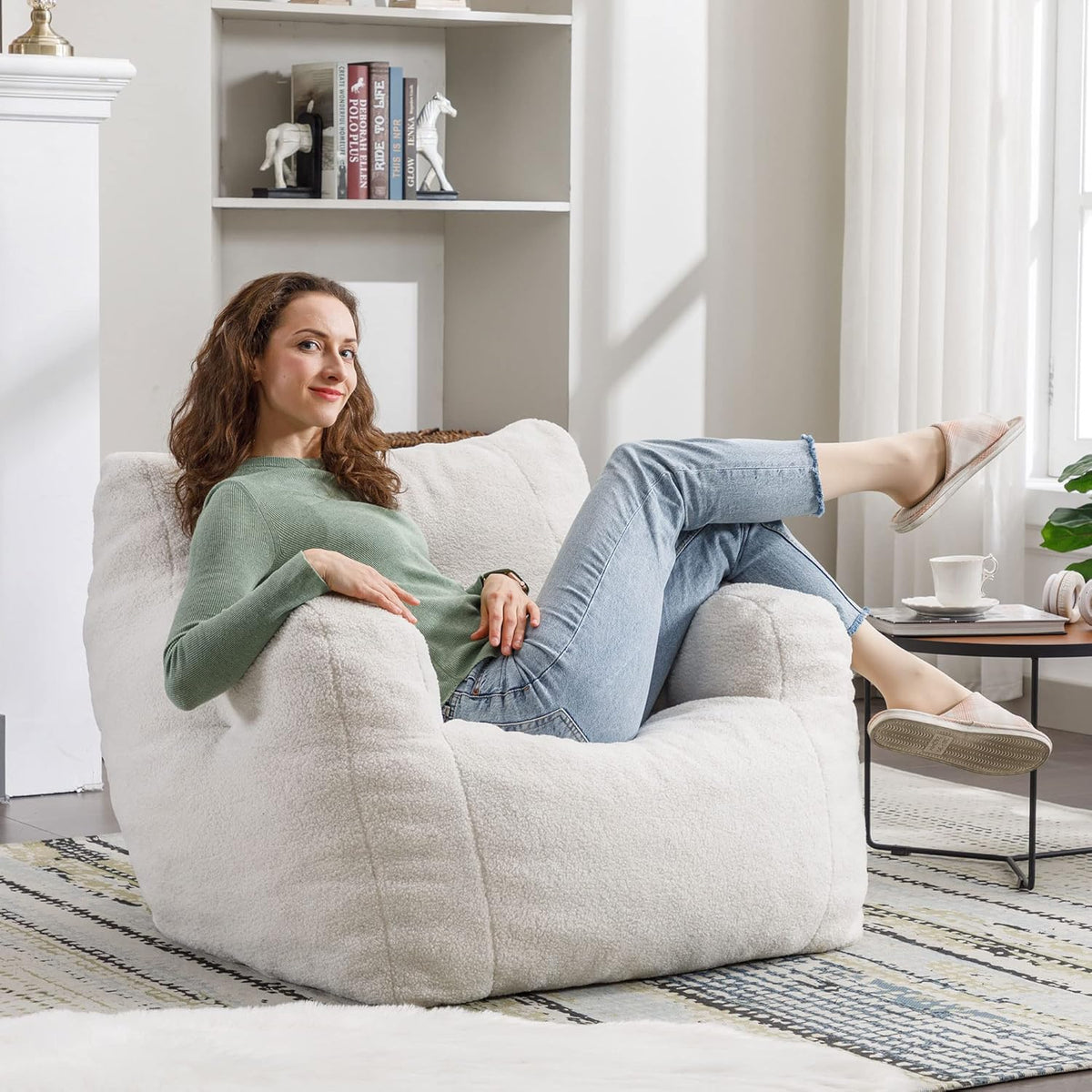 Recaceik Bean Bag Chairs, Tufted Soft Stuffed with Filler, Fluffy and Lazy Sofa, Imperial Lounger