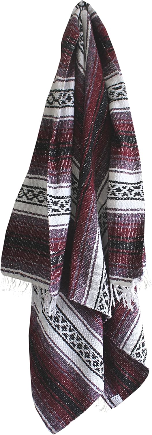 Del Mex Classic Mexican Blanket, Large Authentic Woven Falsa Throw (70"x50"), Artisan Southwest