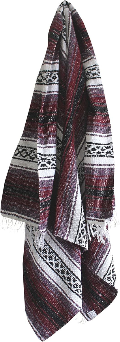 Del Mex Classic Mexican Blanket, Large Authentic Woven Falsa Throw (70"x50"), Artisan Southwest