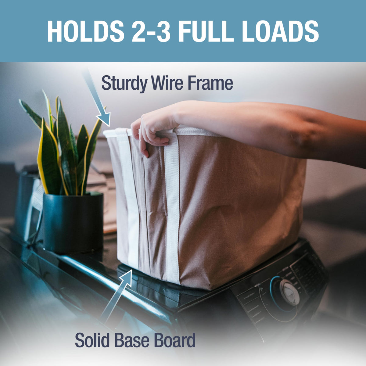 Collapsible Fabric Laundry Basket Premium, Cream Herringbone, 2 Pack