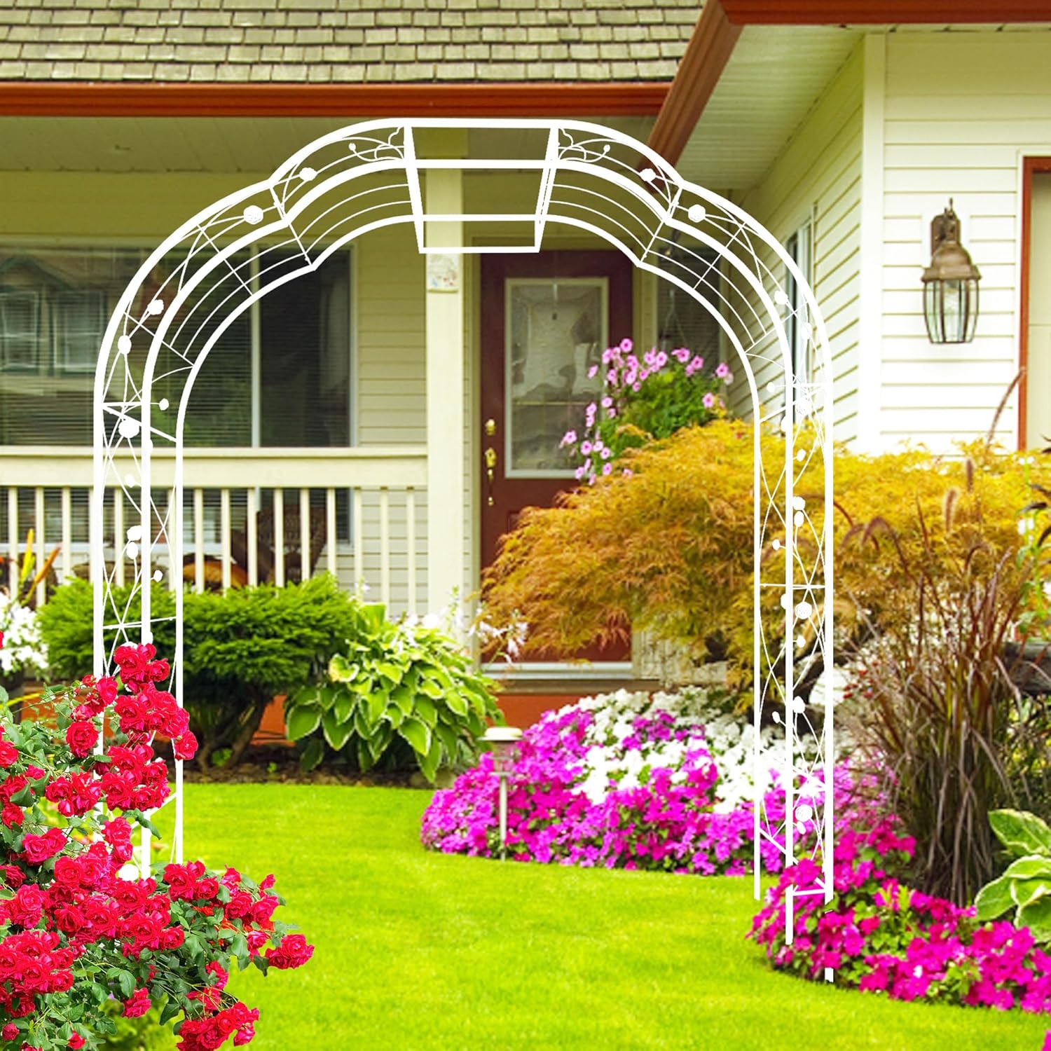 Metal Garden Arch 98.4" H Garden Arbor Trellis for Outdoor Climbing Plants Support Rose Lawn Tall