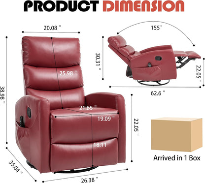 Manual Swivel Rocker Recliner Chair for Adults, Overstuffed Reclining Glider Chair for Nursing with