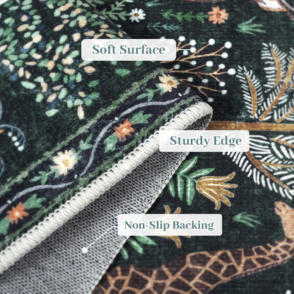 OJIA Jungle Print 5x7 Area Rugs for Living Room, Green Soft Washable Rugs for Bedroom Ultra-Thin
