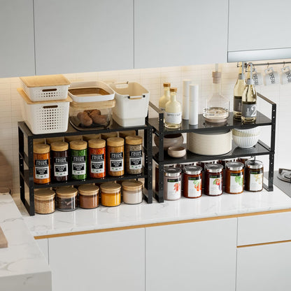 Expandable,Stackable Spice Rack,Seasoning Organizer and Storage,Spices Jar Racks for