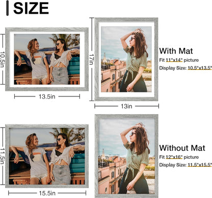 Vittanly 12x16 Picture Frames Set of 9, Shatter Resistant Plexiglass, Display 11x14 Pictures with