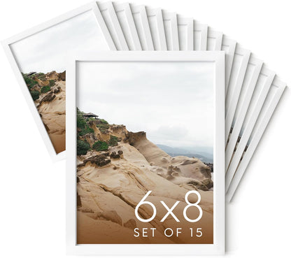 HAUS AND HUES 6x8 White Metal Picture Frames - Bulk Frames 6x8 - Features Premium Aluminum