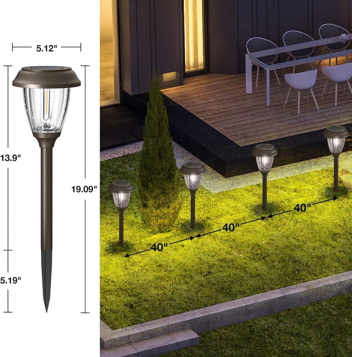 XMCOSY+ Solar Lights Outdoor 10/25 LM LED with 2 Lighting Modes, Solar Garden Lights Glass and