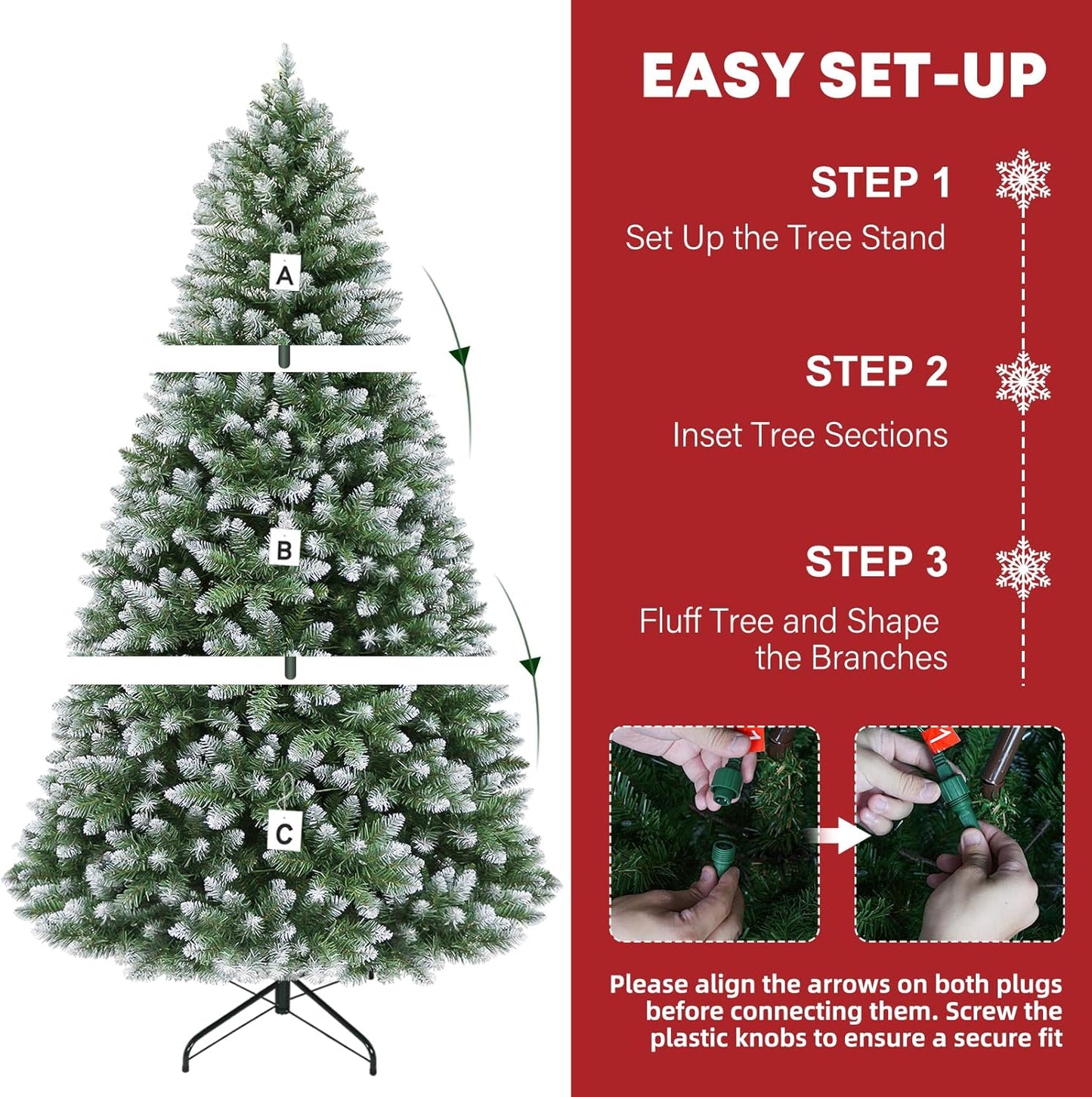 Hykolity 7.5 ft Prelit Christmas Tree, Artificial Christmas Tree with 350 Warm White Lights, 1446