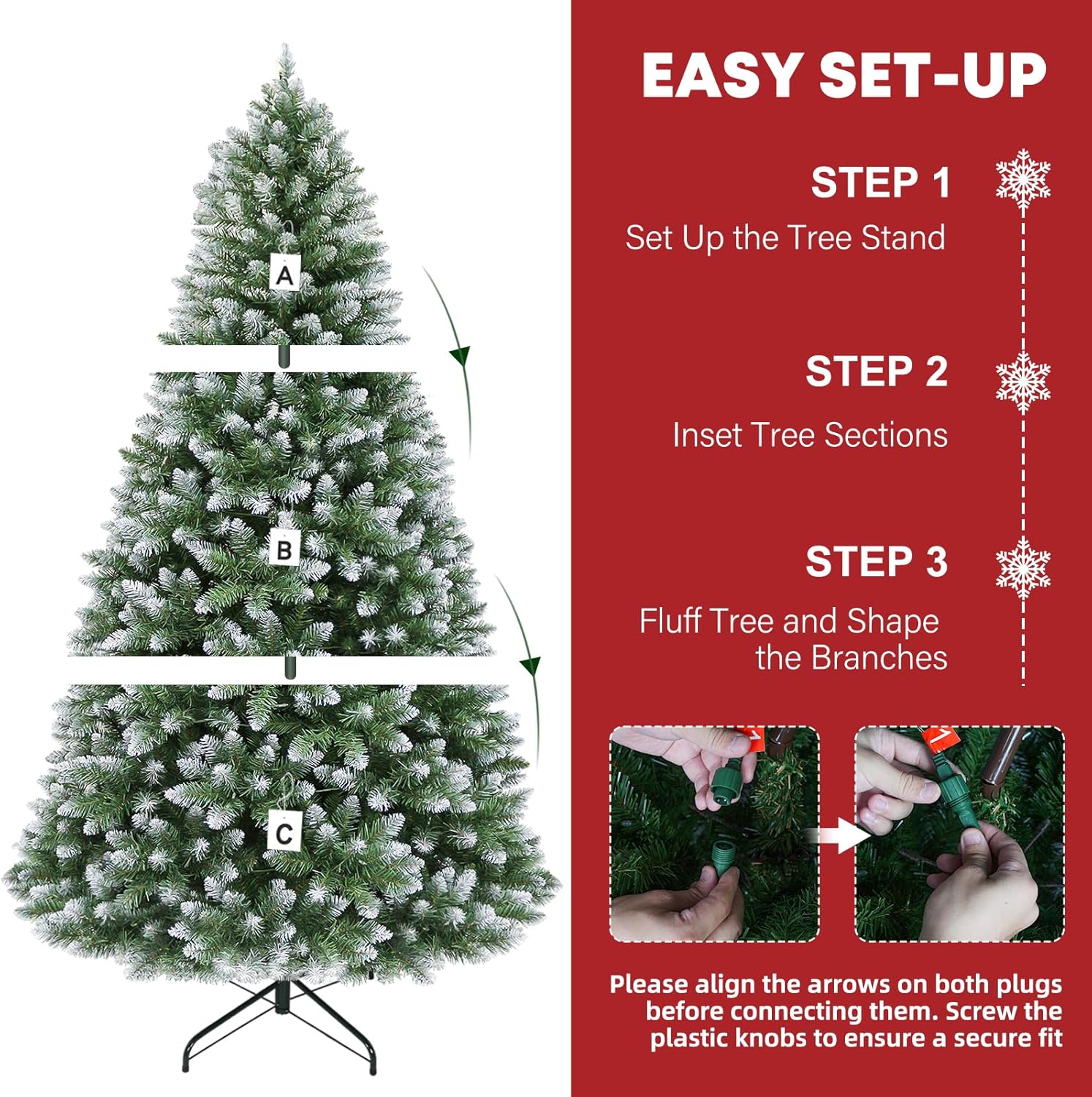 Hykolity 7.5 ft Prelit Christmas Tree, Artificial Christmas Tree with 350 Warm White Lights, 1446
